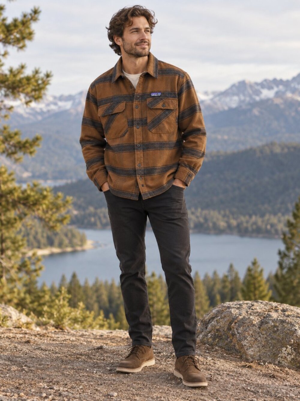 Patagonia Men’s Insulated Fjord Flannel Jacket — Burlwood: Owl Brown — XL